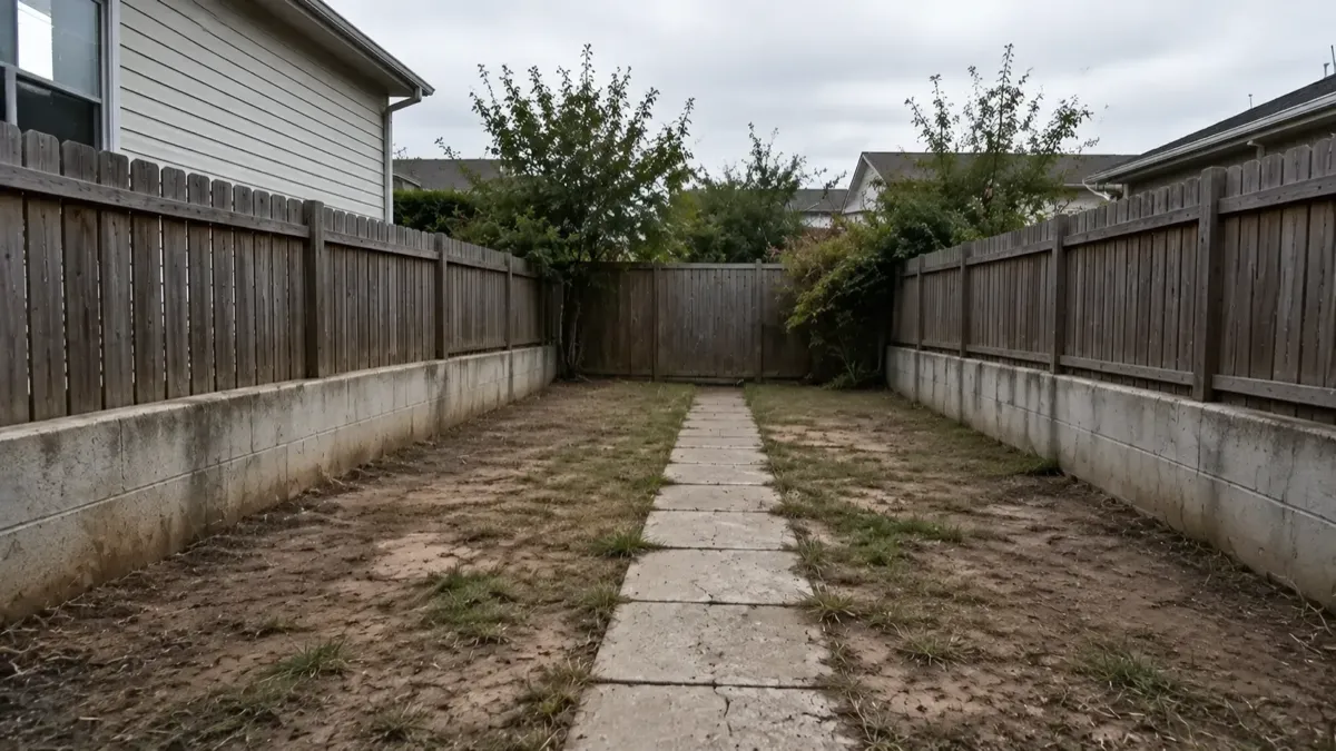 home design AI before and after — garden redesign (before)